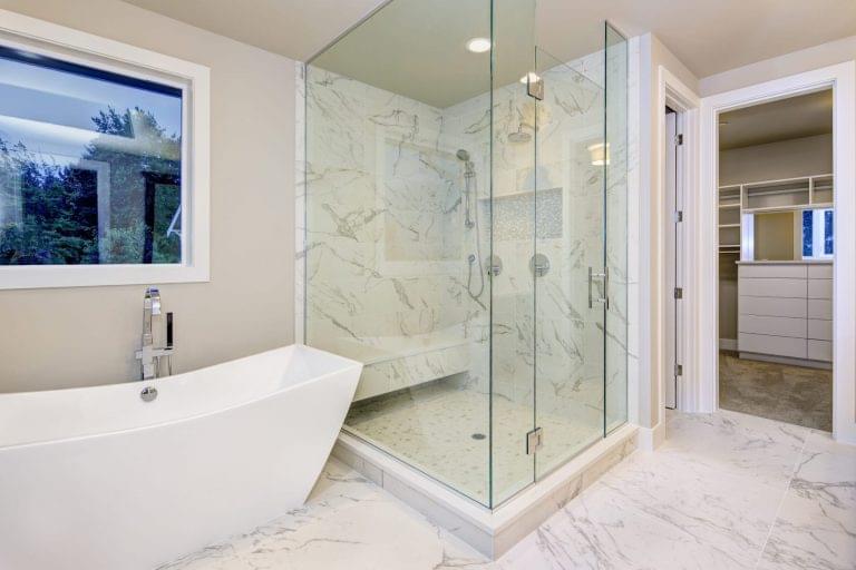 bathroom walk-in shower stall